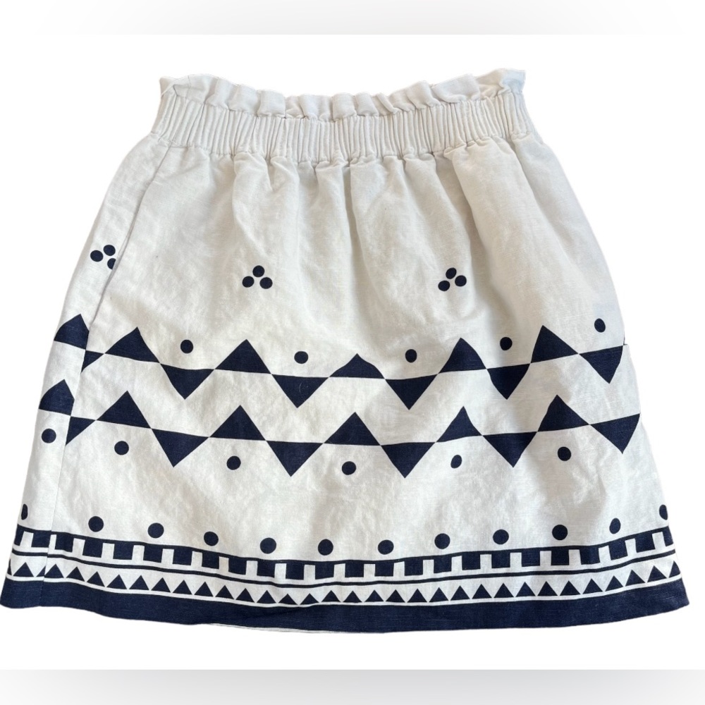 J. Crew Skirt Linen Cotton Blend Elastic Waist Pull On Lined Pockets
